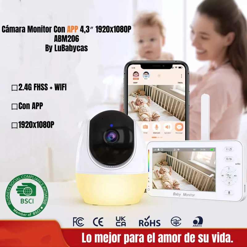 CAMARA MONITOR LUBABYCAS CON APP LUZ 4,3″1080P ABM206 - 2
