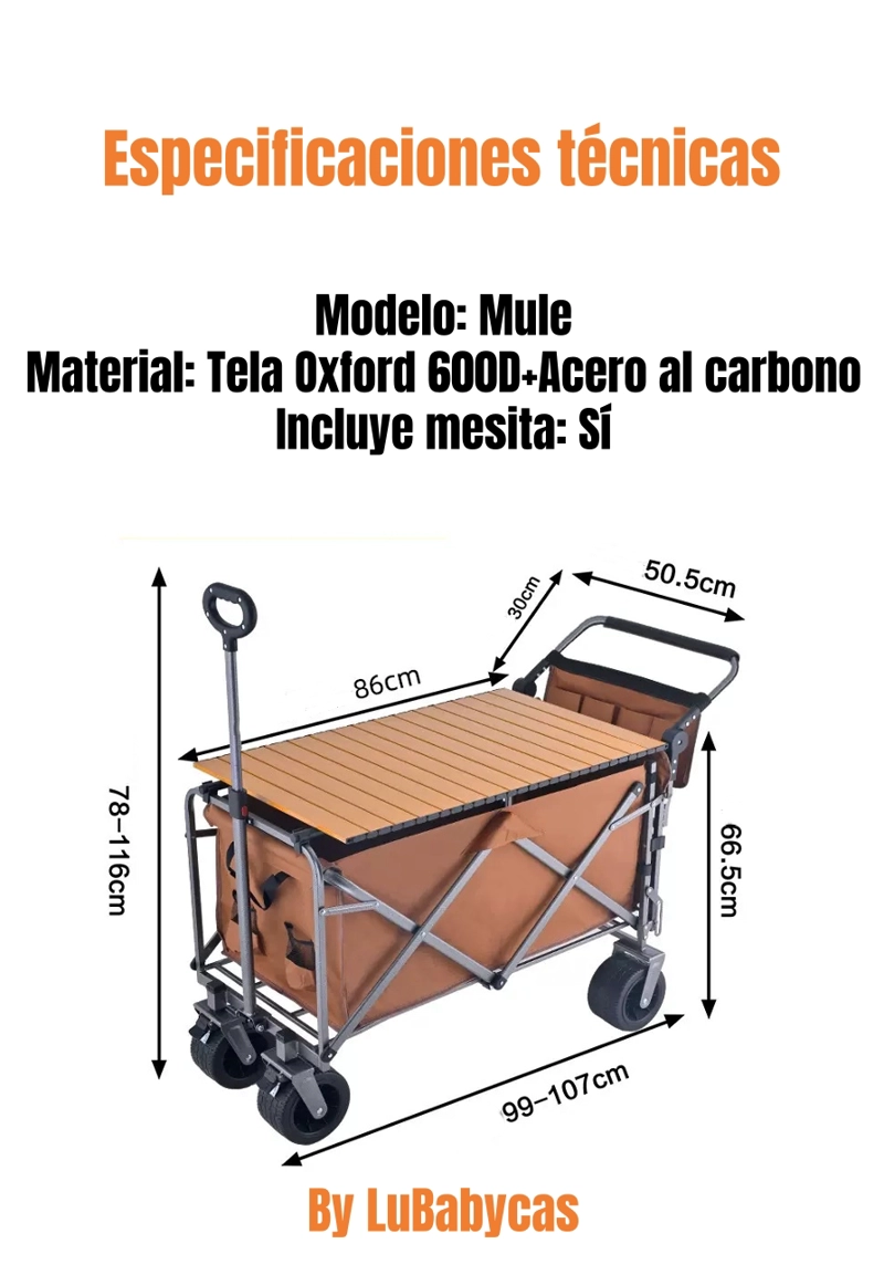 CARRO CAMPING EXPANDIBLE CON MESA MULTIFUNCIONAL MULE - 7