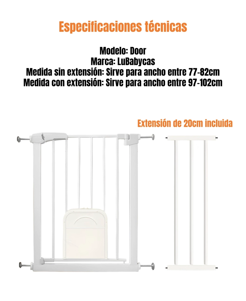 PUERTA DE SEGURIDAD EXPANDIBLE BEBE  DOOR 77-102CM LUBABYCAS - 8