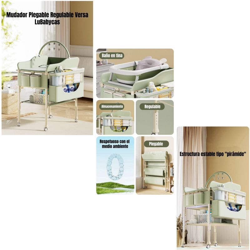 MUDADOR DE PAÑALES LUBABYCAS PLEGABLE REGULABLE VERSA CREMA - 2