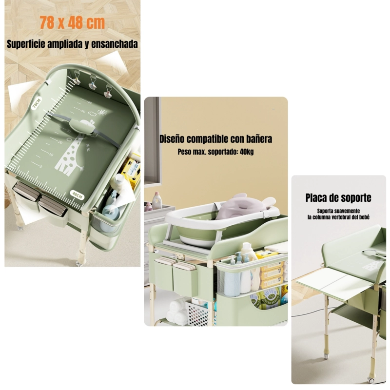 MUDADOR DE PAÑALES LUBABYCAS PLEGABLE REGULABLE VERSA CREMA - 4