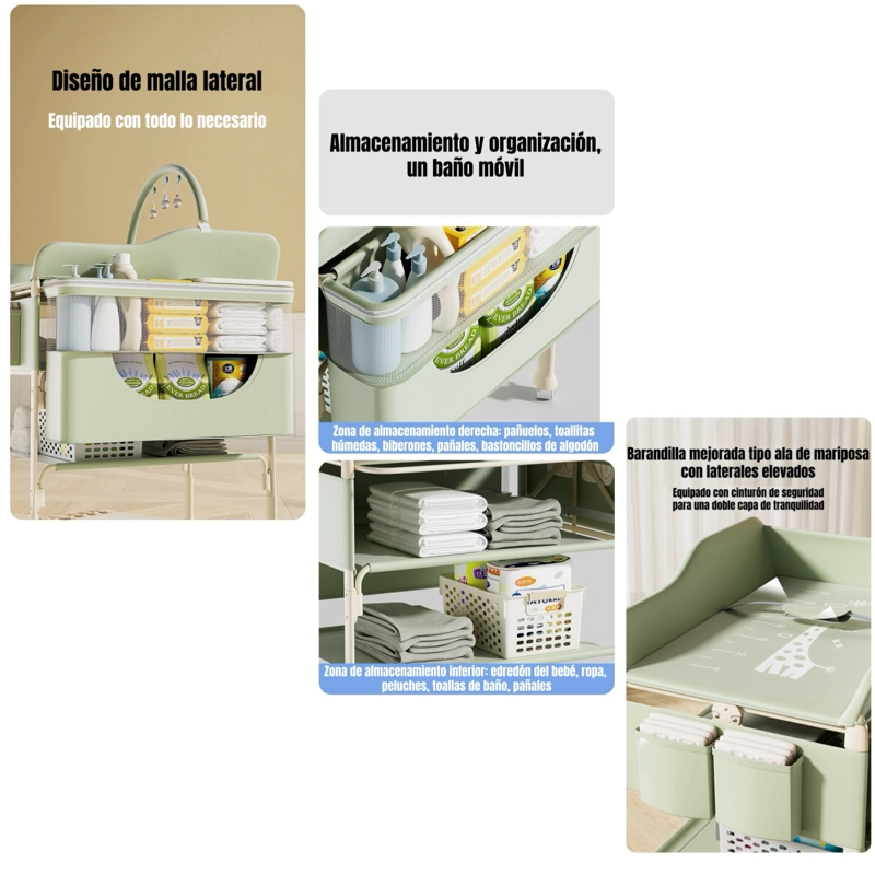 MUDADOR DE PAÑALES LUBABYCAS PLEGABLE REGULABLE VERSA CREMA - 5