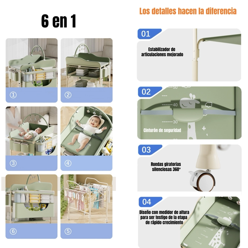 MUDADOR DE PAÑALES LUBABYCAS PLEGABLE REGULABLE VERSA CREMA - 7