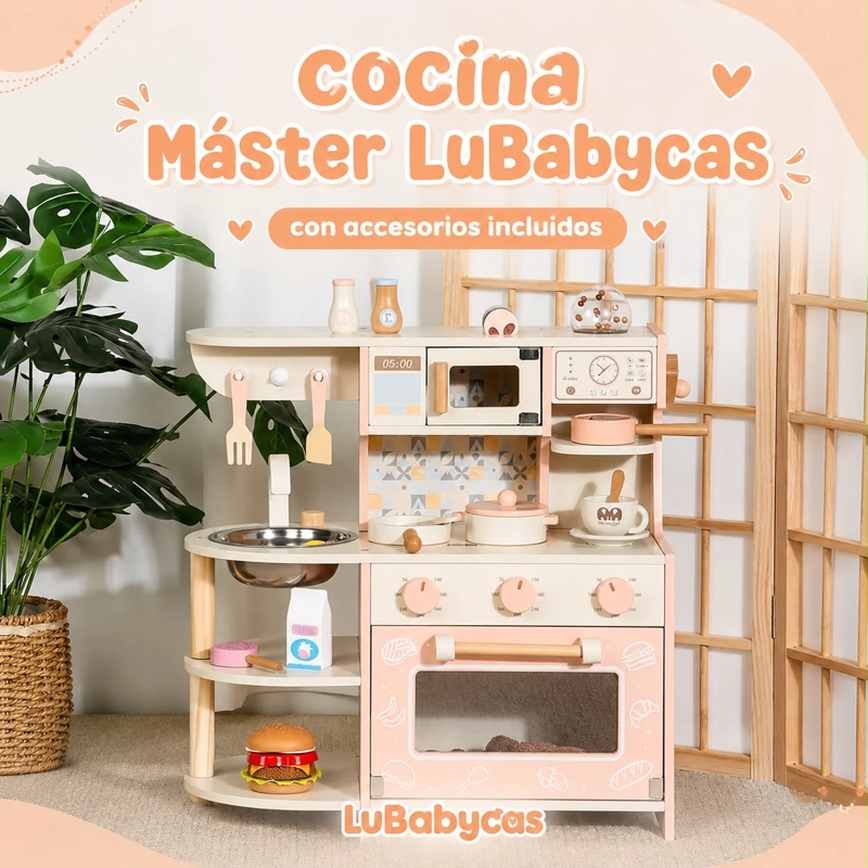 COCINA DE JUGUETE MADERA LUBABYCAS NIÑOS MASTER - 2