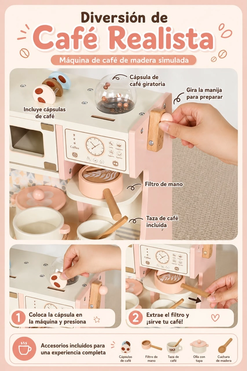 COCINA DE JUGUETE MADERA LUBABYCAS NIÑOS MASTER - 3