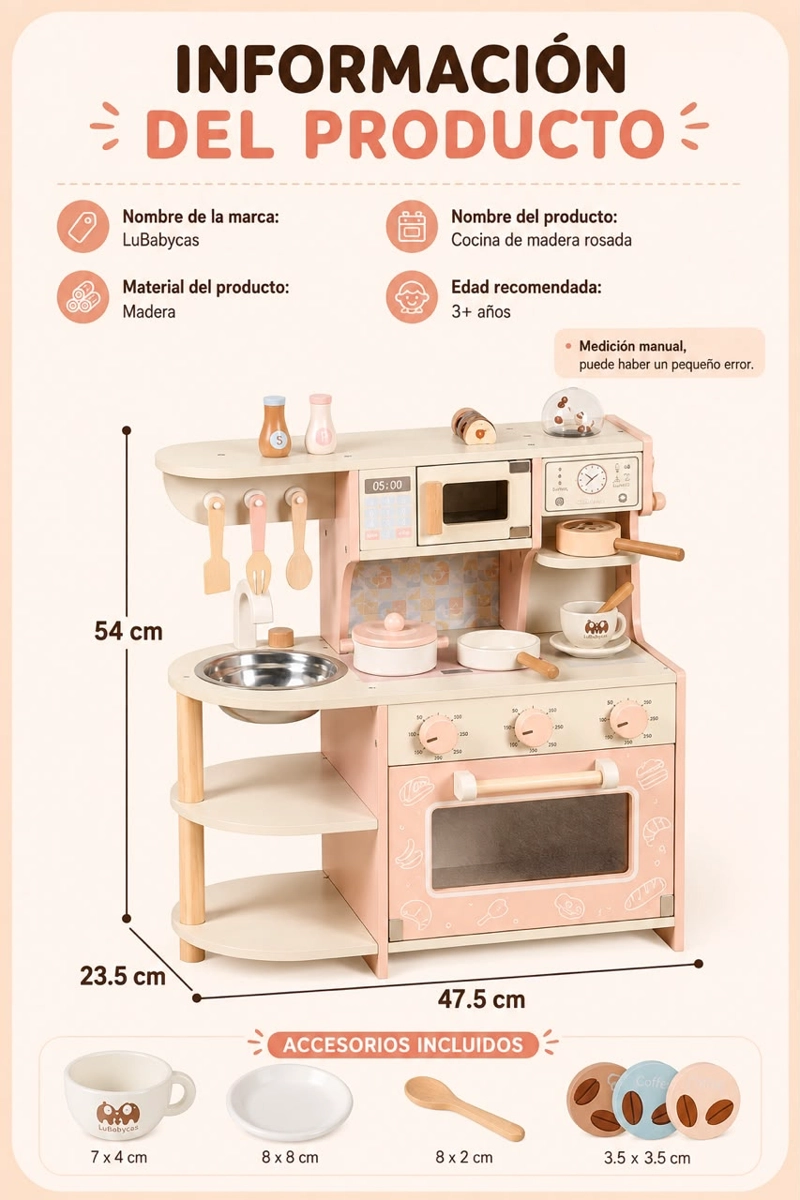 COCINA DE JUGUETE MADERA LUBABYCAS NIÑOS MASTER - 6