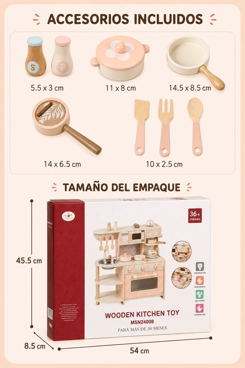 COCINA DE JUGUETE MADERA LUBABYCAS NIÑOS MASTER - 8