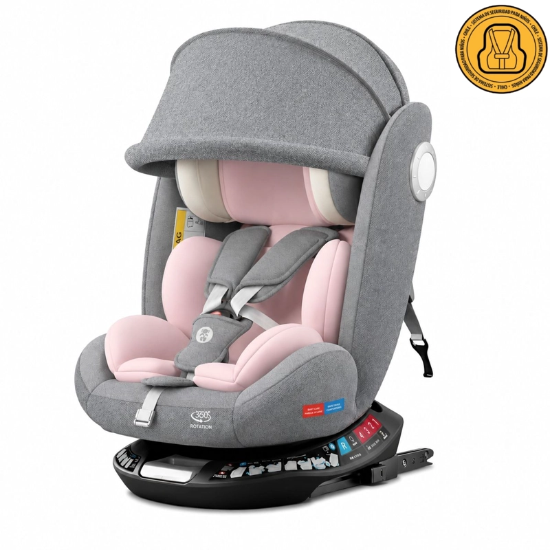 SILLA DE AUTO CONVERTIBLE 360° ISOFIX G406 ROSADA LUBABYCAS - 1