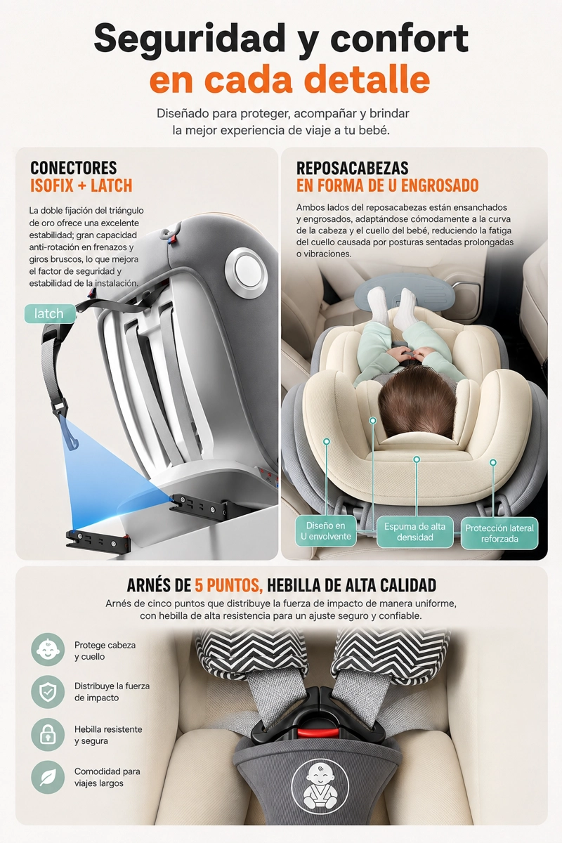 SILLA DE AUTO CONVERTIBLE 360° ISOFIX G406 ROSADA LUBABYCAS - 6