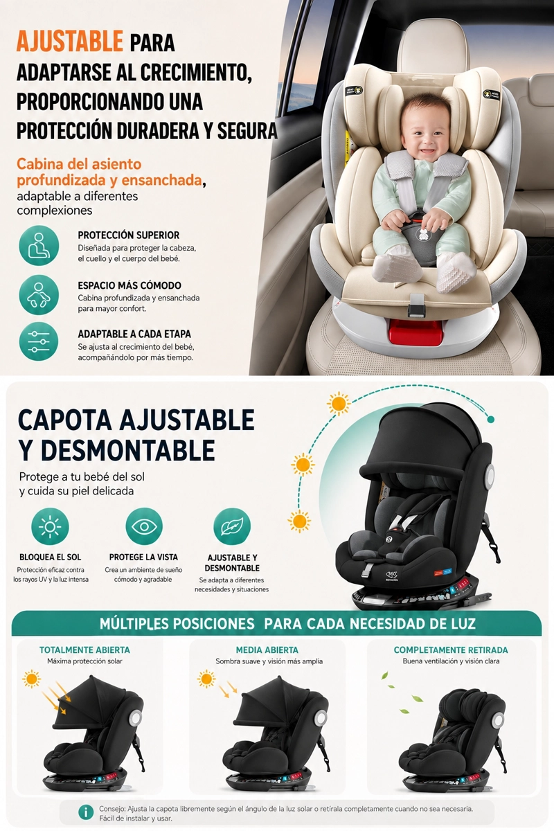 SILLA DE AUTO CONVERTIBLE 360° ISOFIX G406 ROSADA LUBABYCAS - 7