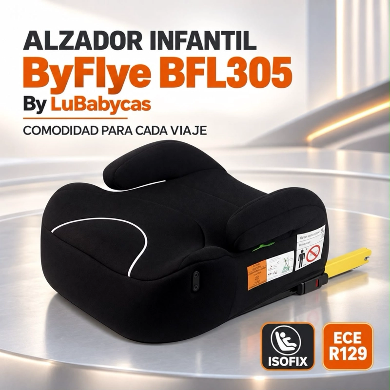 SILLA AUTO ALZADOR ISOFIX POSA VASO BFL305 NEGRA LUBABYCAS - 4