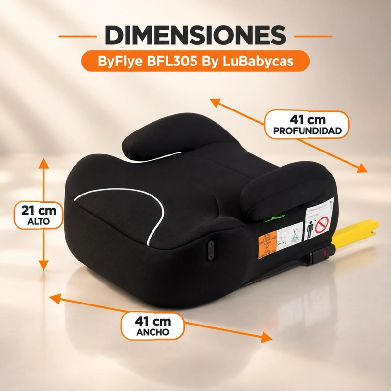 SILLA AUTO ALZADOR ISOFIX POSA VASO BFL305 NEGRA LUBABYCAS - 7
