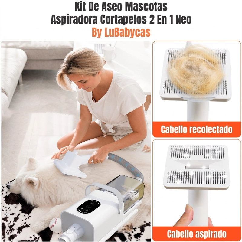 KIT DE ASEO MASCOTAS ASPIRADORA CORTAPELOS 2 EN 1 NEO - 2