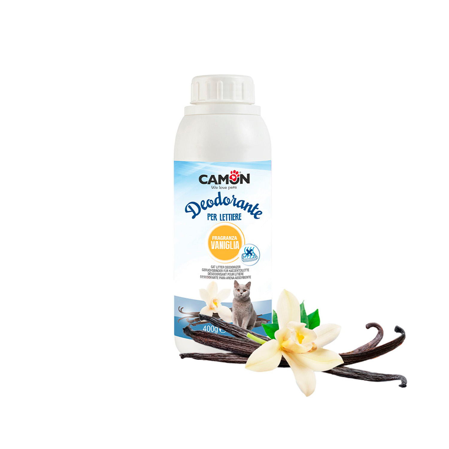 DESODORANTE SANITARIO CAMON PARA GATOS VAINILLA 400GR - 5