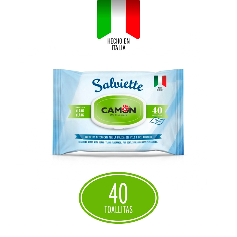 TOALLITAS HUMEDAS PERROS GATOS CAMON YLANG 40 UNIDADES - 3