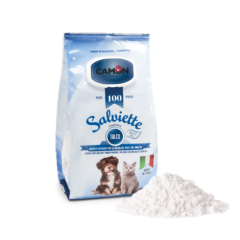 TOALLITAS HUMEDAS PERROS GATOS CAMON TALCO 100 UNIDADES - 2