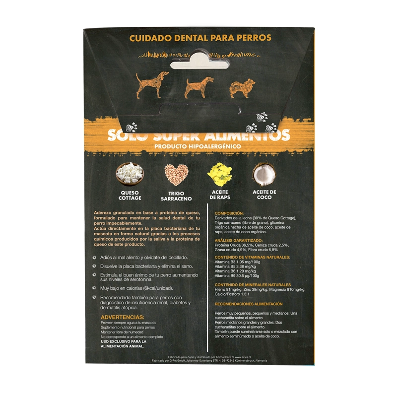 GOLOSINA SNACK PERROS ZUPET SABOR QUESO COTTAGE SÓLIDO 90 GR QCHEFS DENTAL POWER GRANULADO - 2
