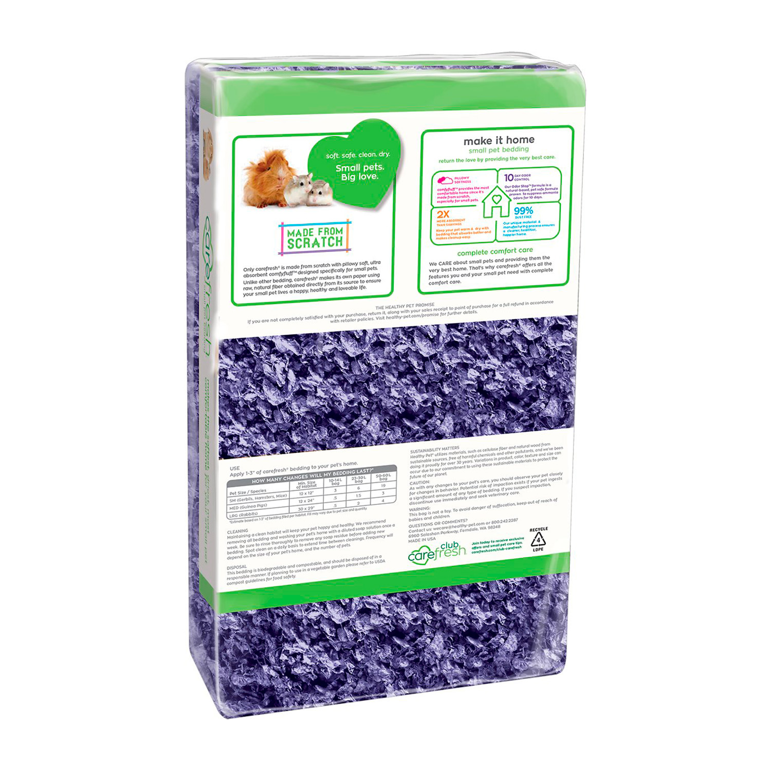 SUSTRATO CONEJOS COBAYOS HEALTHY PET CAREFRESH 10 L MORADO - 2