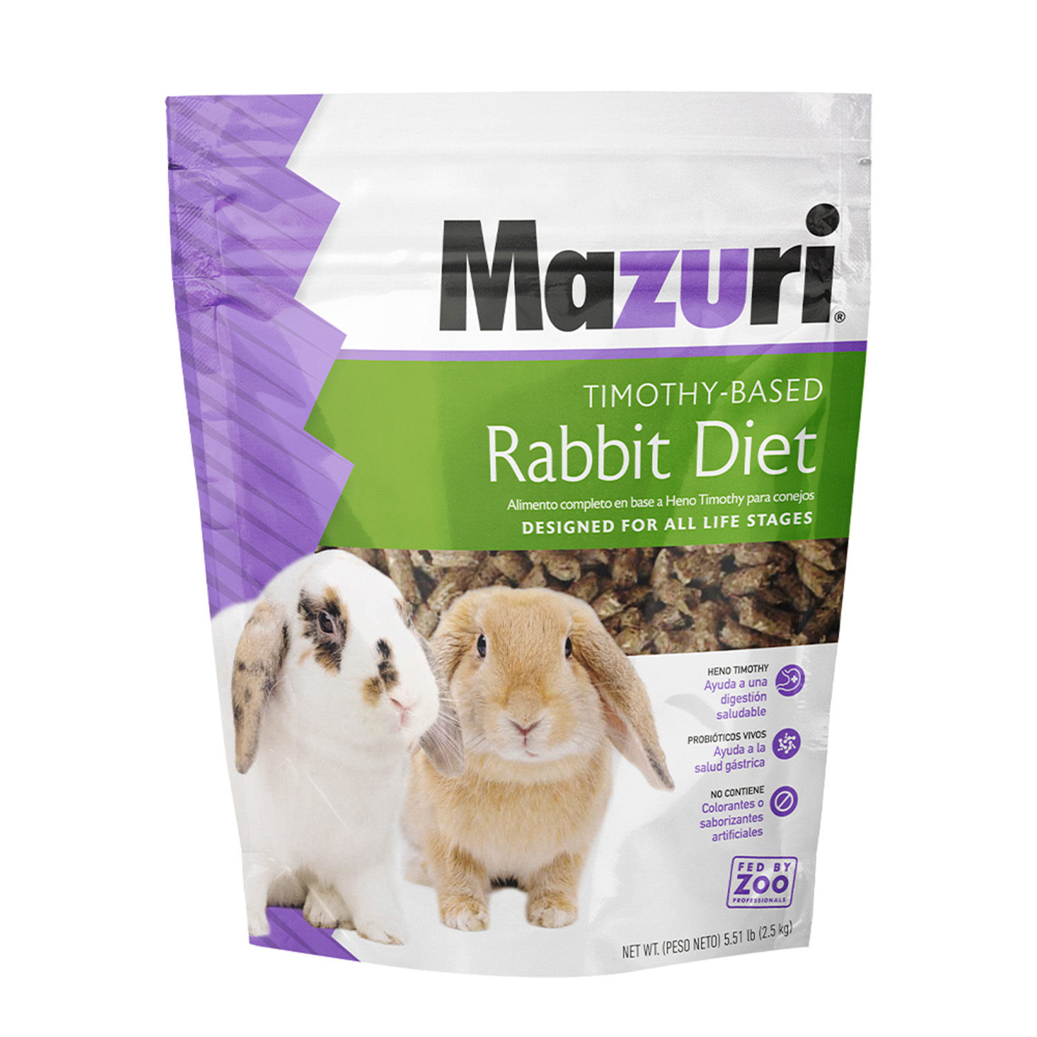 ALIMENTO SECO CONEJOS COBAYOS MAZURI 2.5 KG TIMOTHY - 1