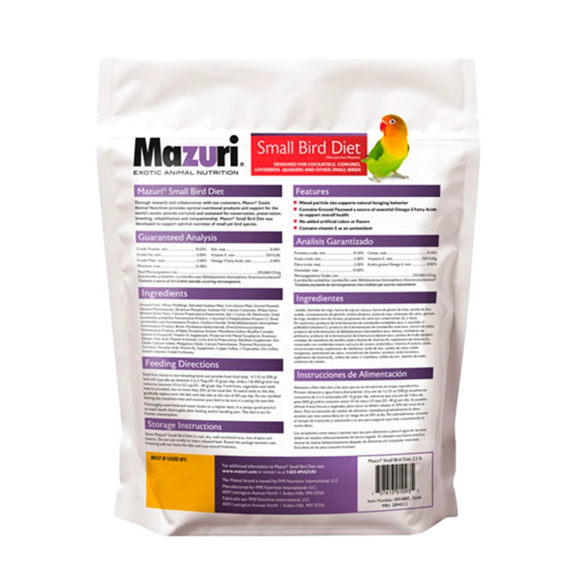 ALIMENTO SECO AVES MAZURI RAZA PEQUEÑA 1.13 KG - 2