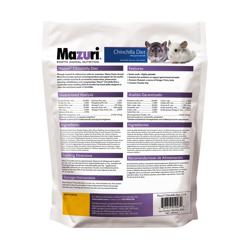 ALIMENTO SECO HAMSTERS RATONES MAZURI 1.13 KG CHINCHILLA - 5