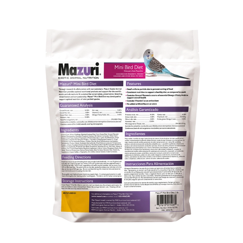 ALIMENTO SECO AVES MAZURI 900 GR MINI - 2