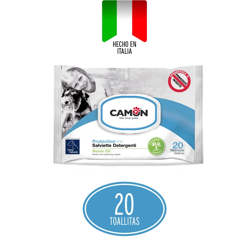 TOALLITAS HUMEDAS CAMON ACEITE DE NEEM PERROS Y GATOS 20UN - 3
