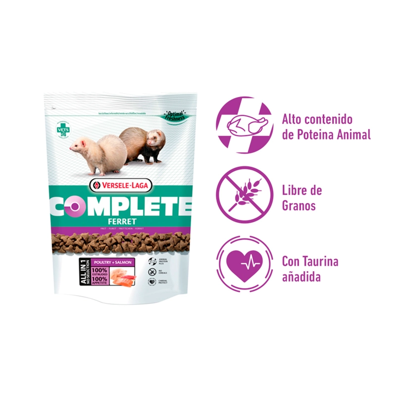 ALIMENTO SECO HURONES SABOR POLLO SALMÓN 750 GR VERSELE LAGA COMPLETE - 6