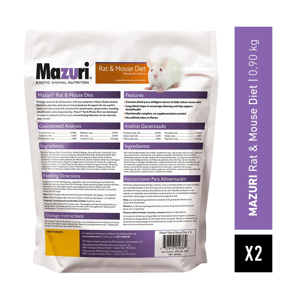 ALIMENTO SECO HAMSTERS RATONES RATAS MAZURI 900 GR - 5