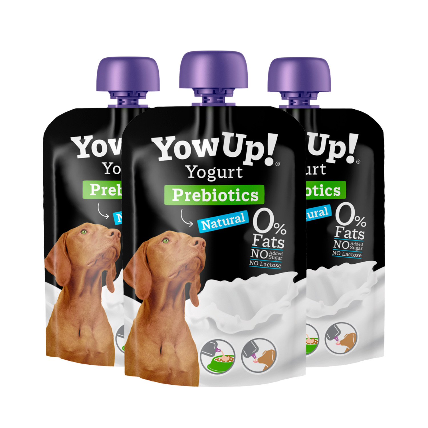 PACK X3 YOGURT NATURAL YOW UP PARA PERRO 115 GR - 1