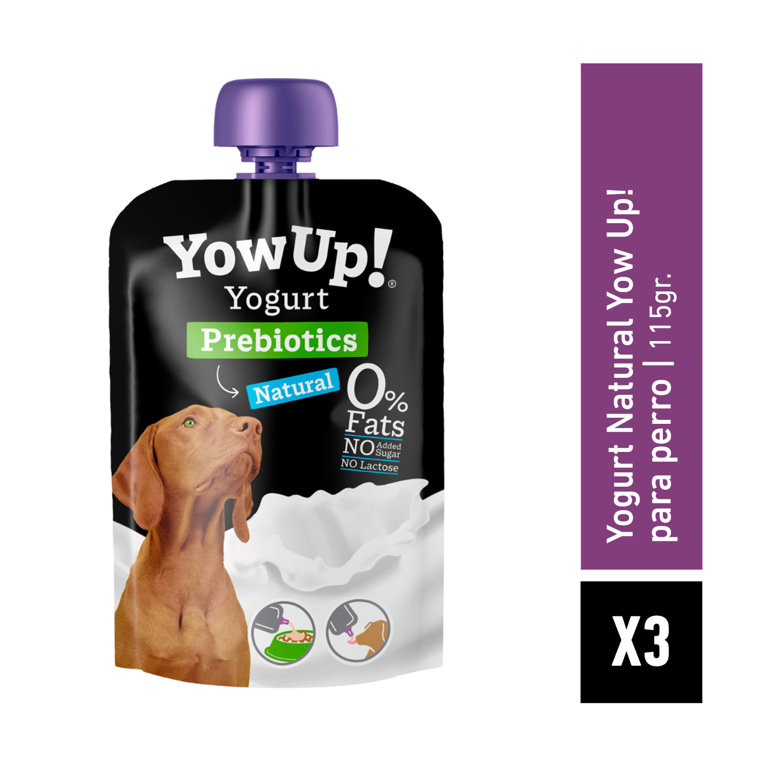 PACK X3 YOGURT NATURAL YOW UP PARA PERRO 115 GR - 2