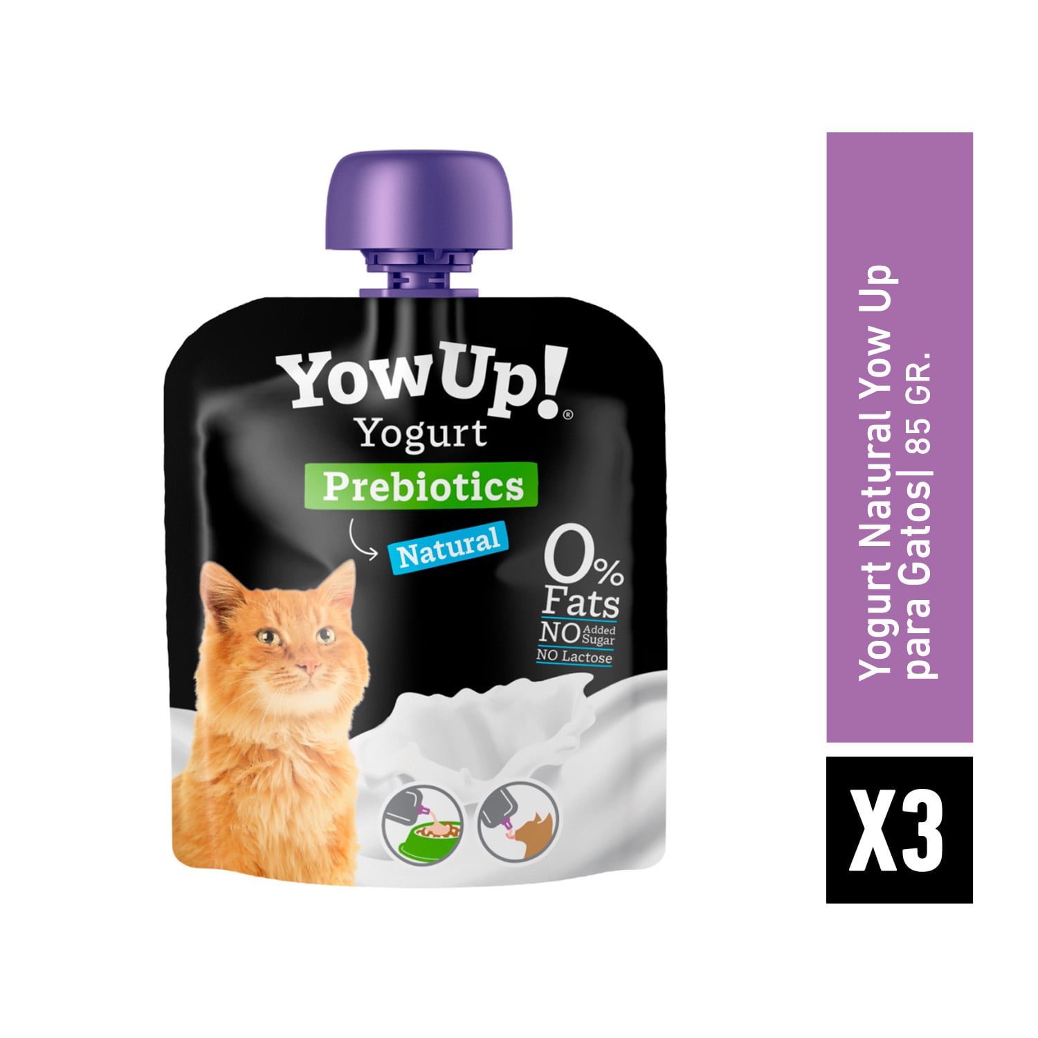 PACK X3 YOGURT NATURAL YOW UP PARA GATO 85 GR - 2