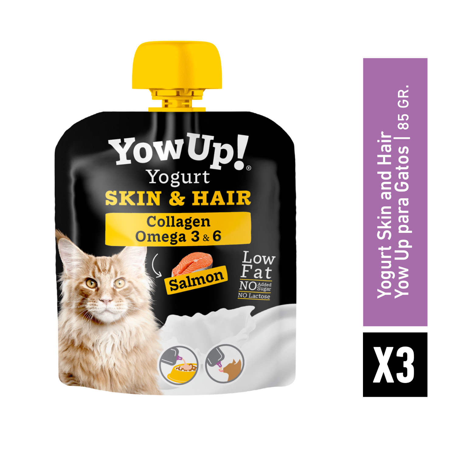 (PACK 3 UN) YOGURT SKIN AND HAIR PARA GATO 85 GR YOW UP - 2