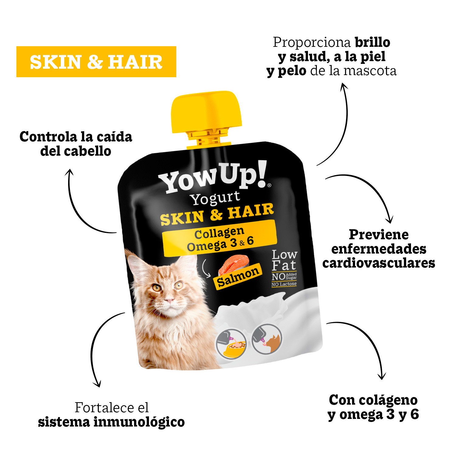 (PACK 3 UN) YOGURT SKIN AND HAIR PARA GATO 85 GR YOW UP - 3