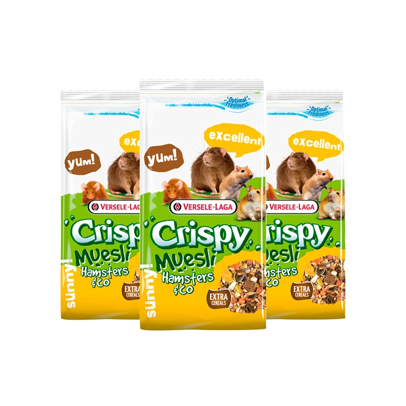 PACK X3 ALIMENTO VERSELE LAGA CRISPY MUESLI HAMSTER 400 GR - 1