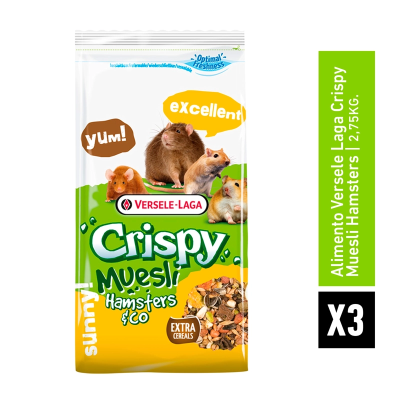 PACK X3 ALIMENTO VERSELE LAGA CRISPY MUESLI HAMSTER 400 GR - 4