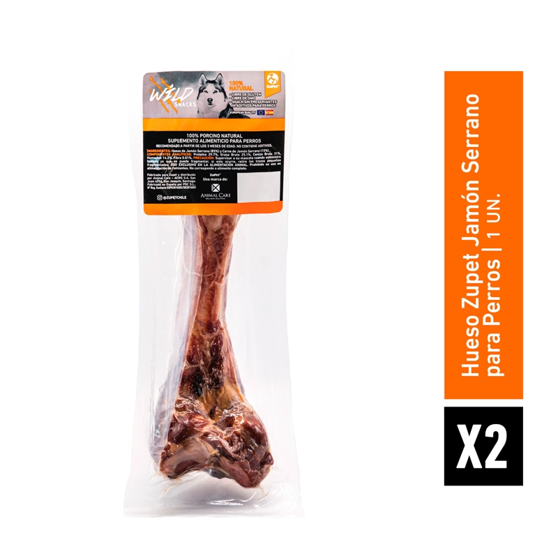 SNACK PERRO - HUESO JAMON 21CM X2 WILD - 4