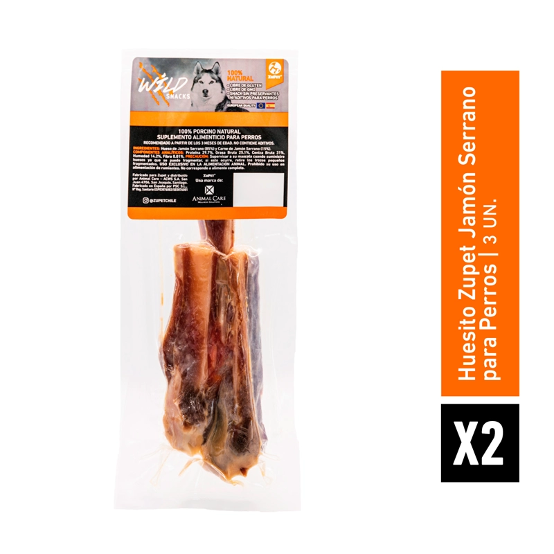 SNACK PERRO - HUESITO JAMON 11-12CM X2 WILD - 2