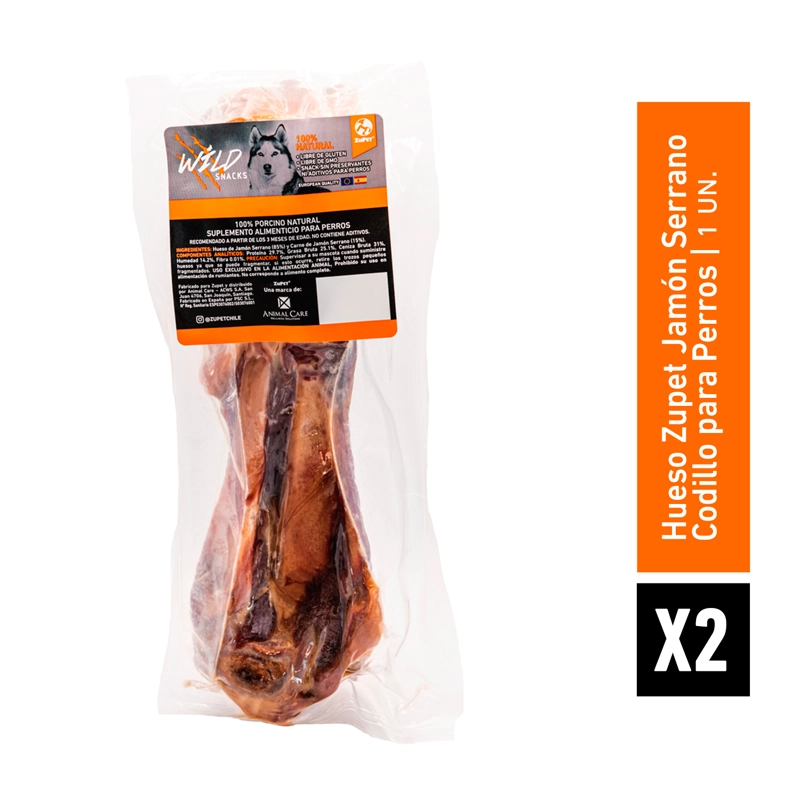 SNACK PERRO - HUESO CODILLO JAMON 24CM X2 WILD - 4