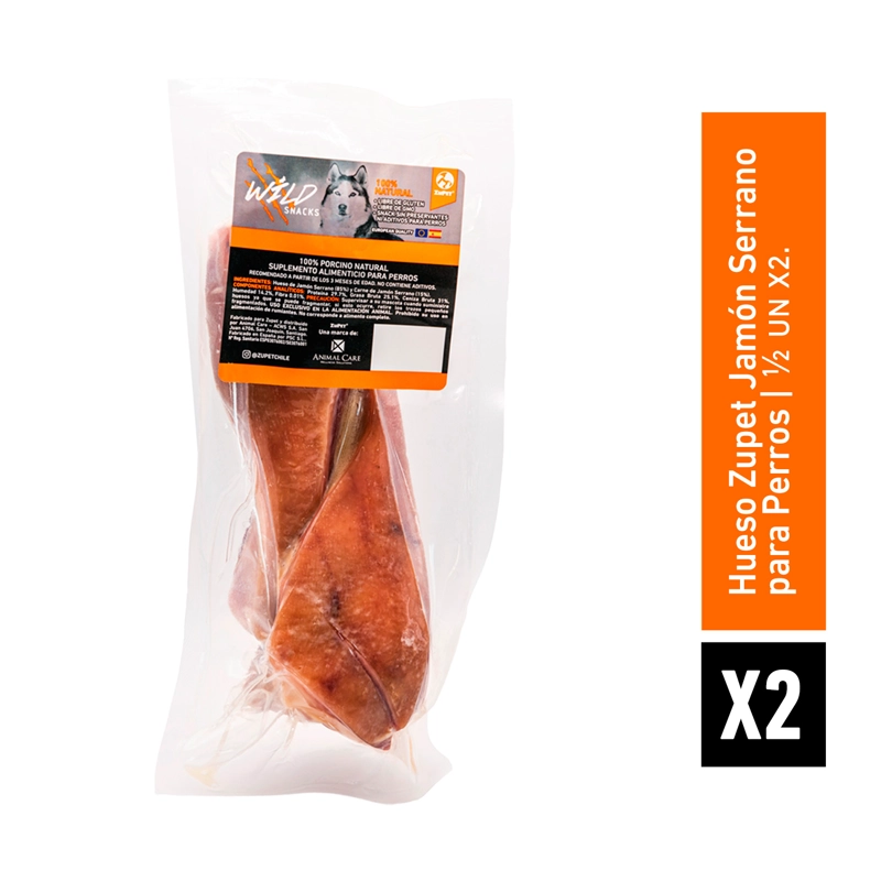 SNACK PERRO - MEDIO HUESO JAMON 13-16CM X2 WILD - 2