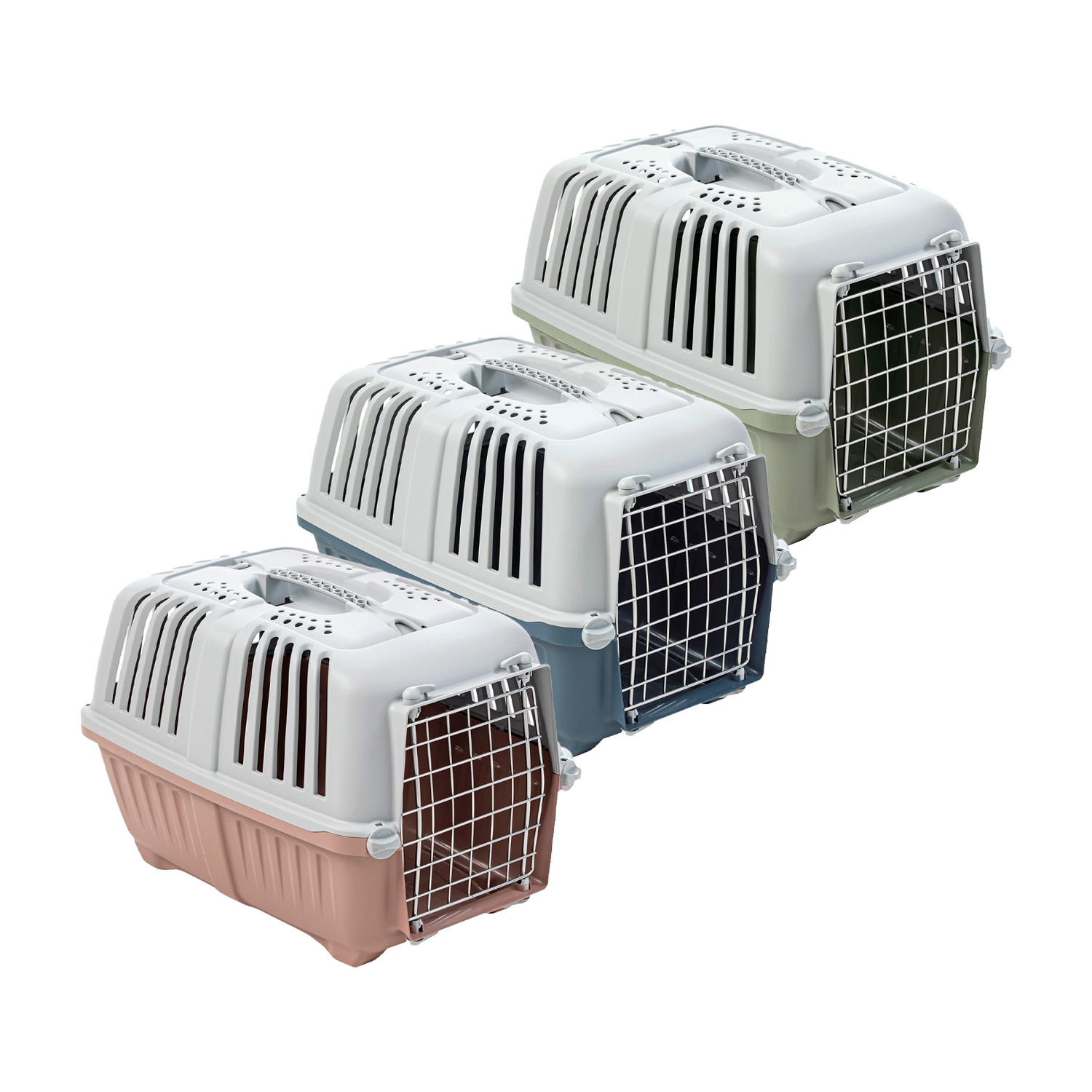 JAULA TRANSPORTE MASCOTAS PRATIKO METAL 2 VERDE OPACO MPS - 3