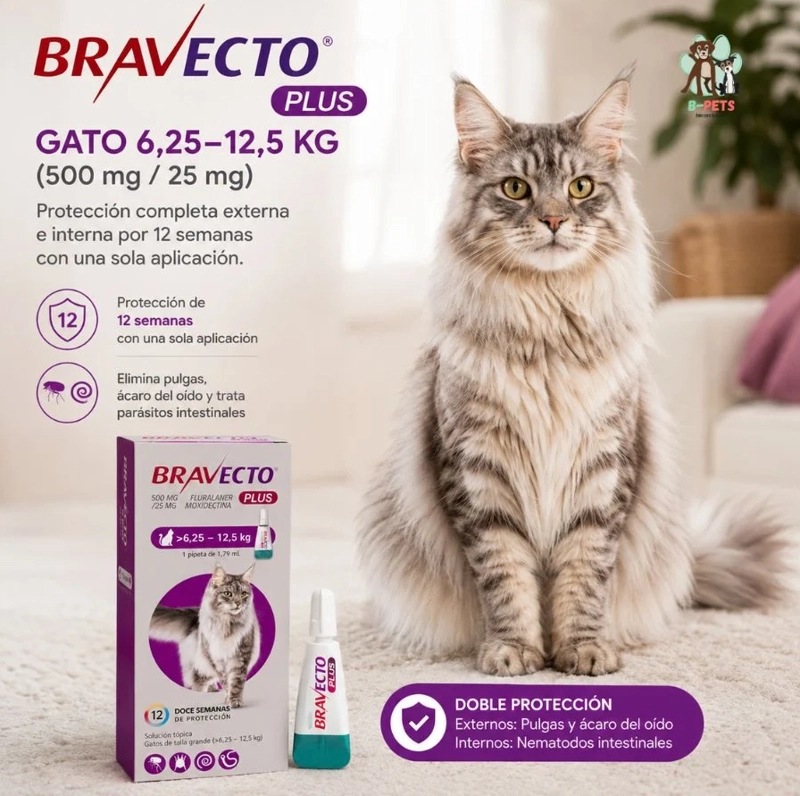 BRAVECTO GATOS PLUS 500 MG (6,25-12,5 KG) - 2