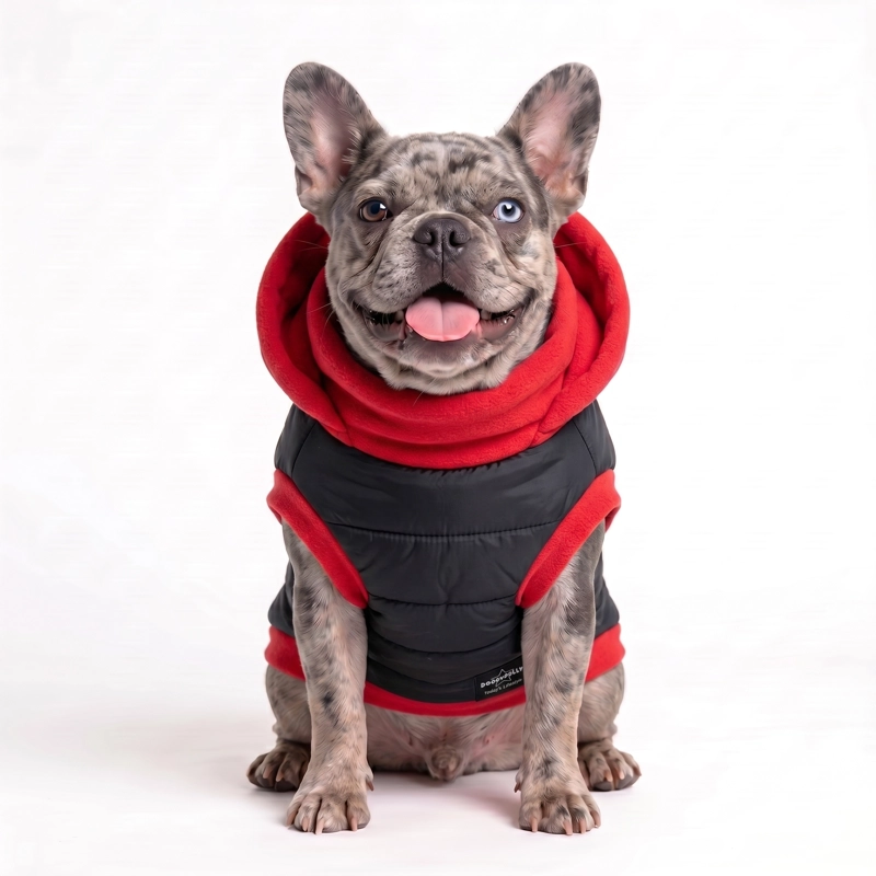 PARKA IMPERMEABLE ROJA Y NEGRA  RAZAS PEQUEÑAS - XL - 1