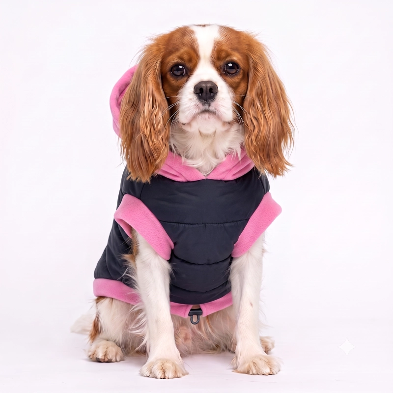 PARKA IMPERMEABLE ROSA Y NEGRA RAZAS PEQUEÑAS - M - 1