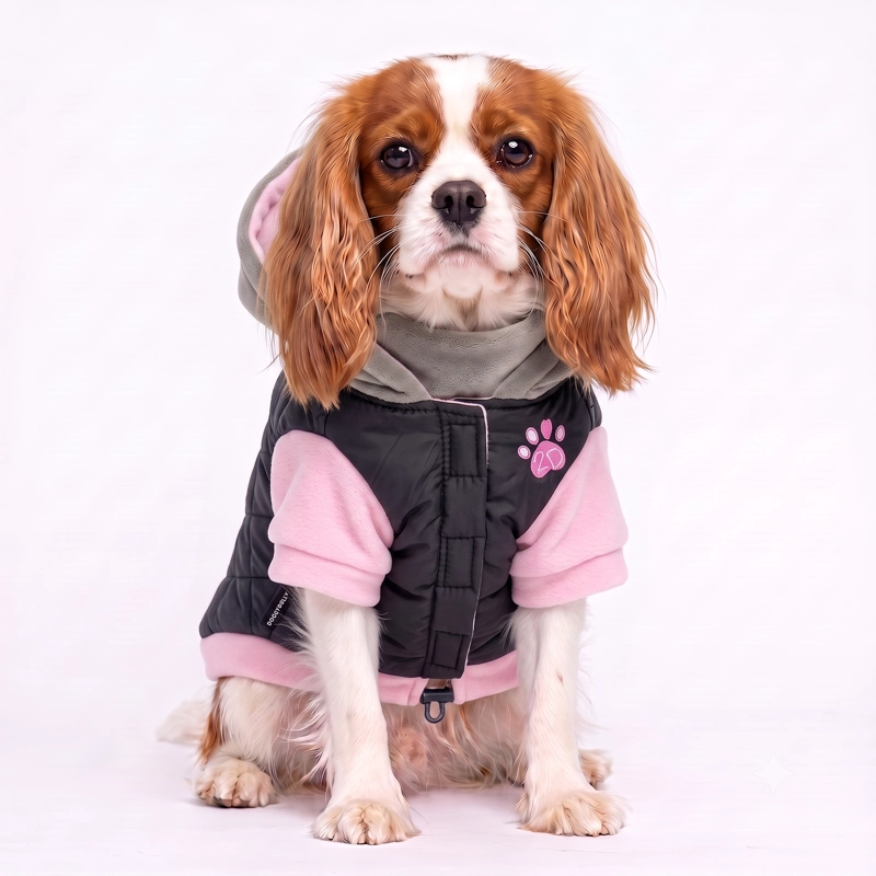 PARKA IMPERMEABLE NEGRA Y ROSADA RAZAS PEQUEÑAS - M - 1