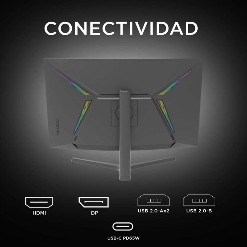 Monitor Gamer Curvo Caixun 32" QHD VA 1500R 165Hz HDMI DP USB 1ms C32C3Q - 4