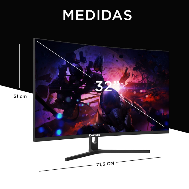 Monitor Gamer Curvo Caixun 32" QHD VA 1500R 165Hz HDMI DP USB 1ms C32C3Q - 5