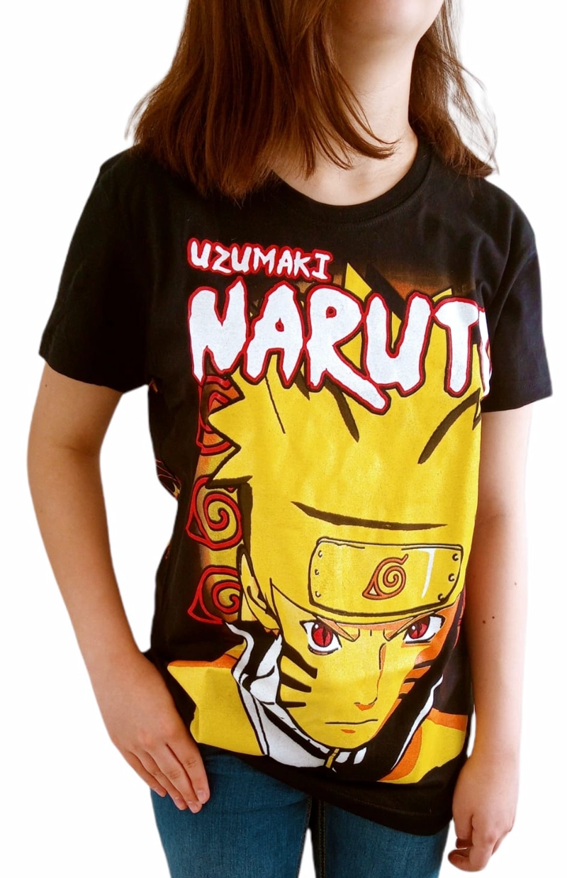 POLERA NARUTO EN COLOR NEGRO NIÑO/NIÑA ANIME MANGA - 1