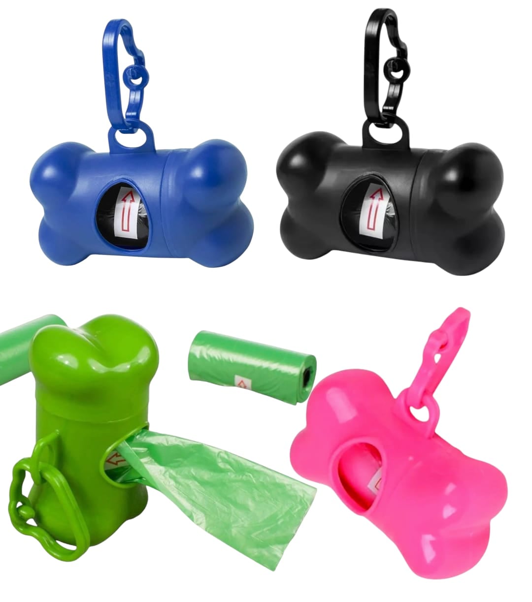 DISPENSADOR PORTA BOLSAS RECOGE FECAS MASCOTAS+ 45 BOLSAS VERDE - 2