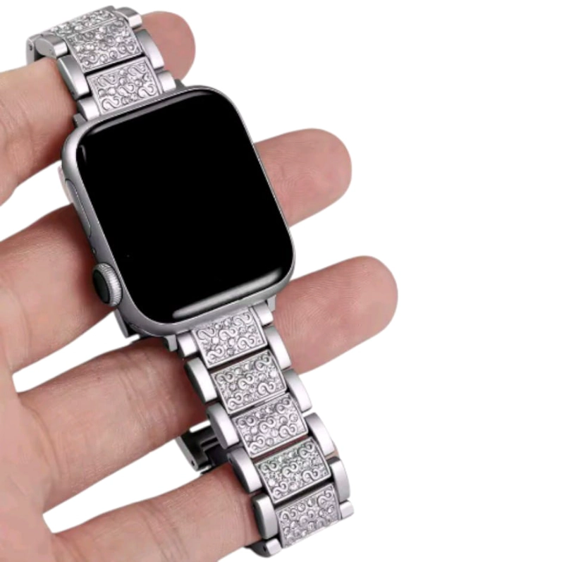 CORREA METAL COMPATIBLE APPLE WATCH 42-49MM SE1-SE8 Y SE10 1.8 CM PLATEADO - 1